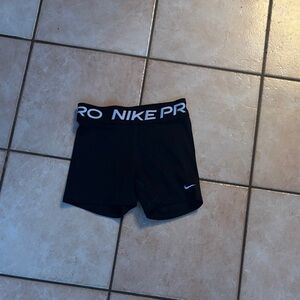 Nike Black Girls' Training Compression Shorts with White Logo Waistband